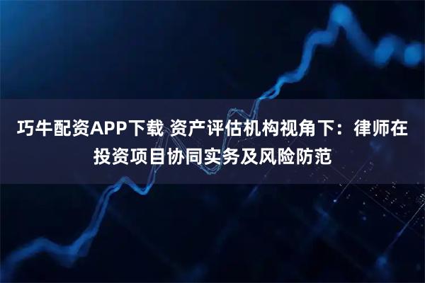 巧牛配资APP下载 资产评估机构视角下：律师在投资项目协同实务及风险防范