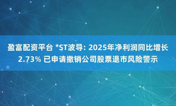 盈富配资平台 *ST波导: 2025年净利润同比增长2.73% 已申请撤销公司股票退市风险警示
